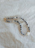 beaded Marbleized agate + pearl necklace