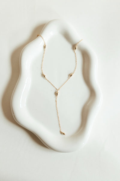 14k gold filled seed beaded lariat necklace