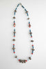 Orange + blue mixed media necklace ( silver )