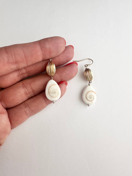 14k gold filled antique shell earrings