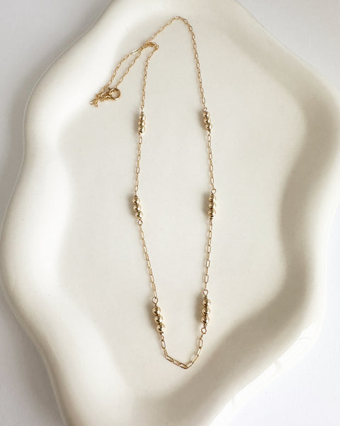 14k gold filled ball trio necklace
