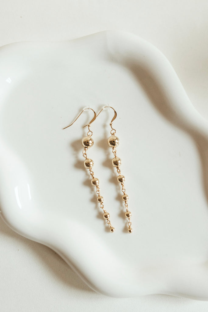 14k gold filled cascading ball earrings