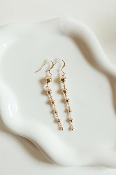14k gold filled cascading ball earrings