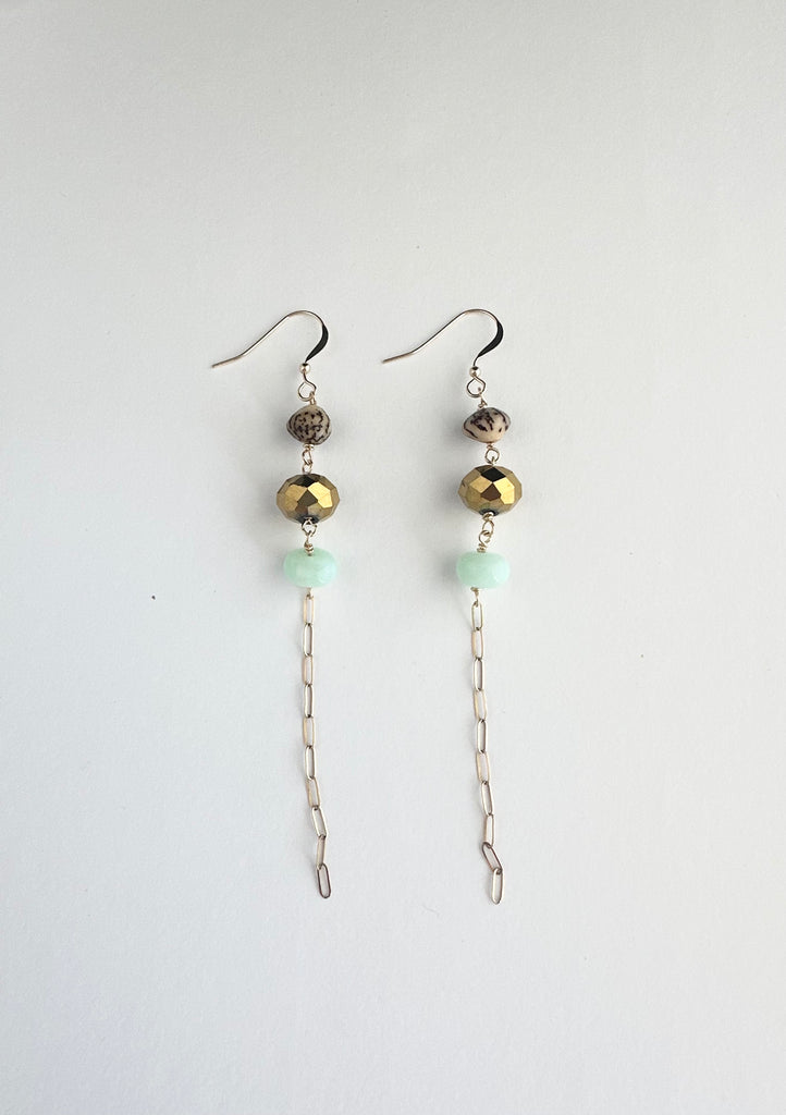 Aquamarine + mixed media earrings