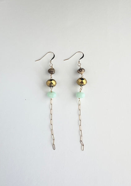 Aquamarine + mixed media earrings