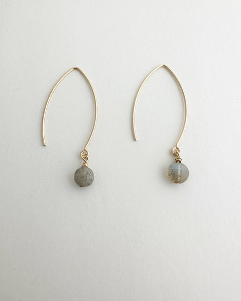 V shaped infinity earrings with Labradorite