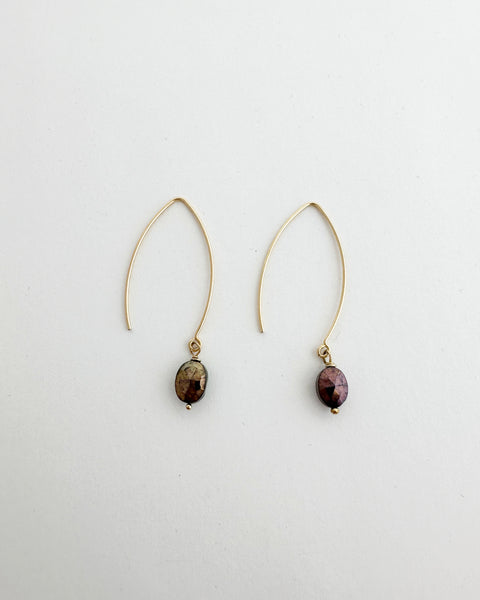 V shape earrings with Irredecent stone