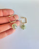 Square Prehnite Hoops