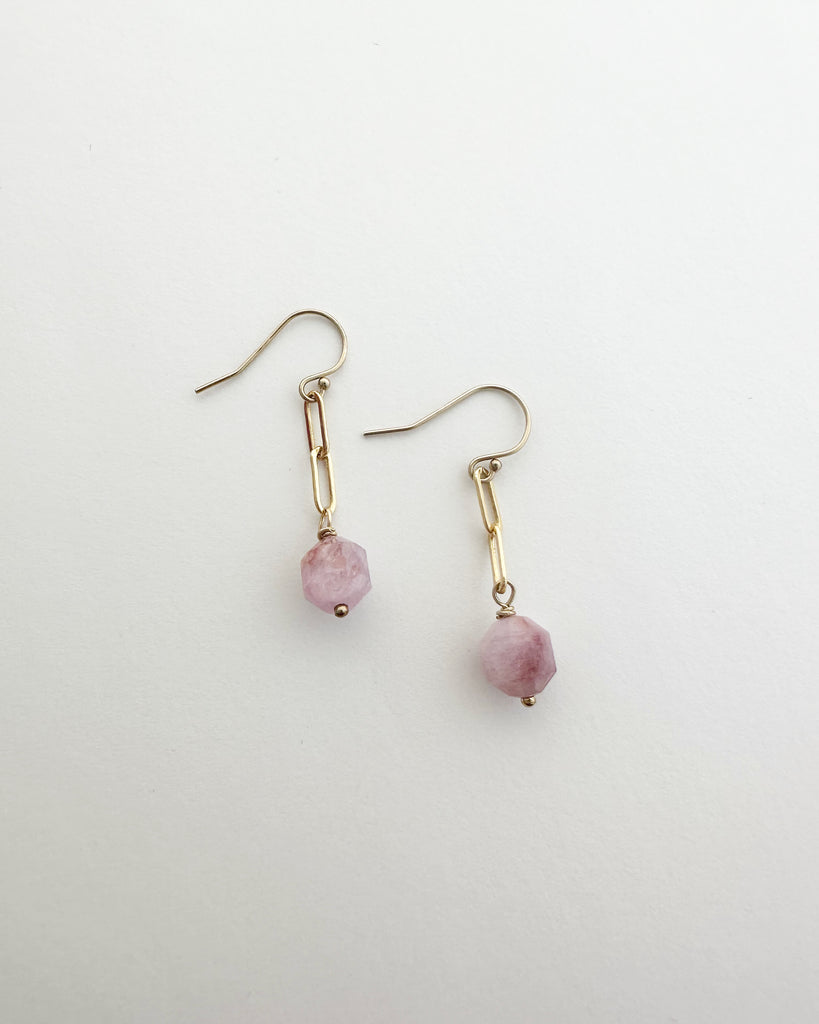 Kunzite Purple Pink dainty earrings