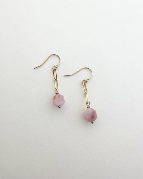Kunzite Purple Pink dainty earrings