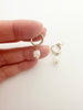 White Silverite Faceted cube dainty huggie hoops