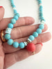 Turquoise howlite + coral accent necklace