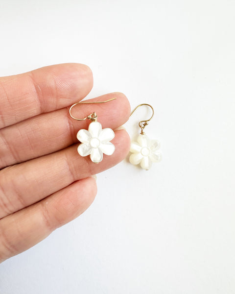 Petite White MOP Flower earrings