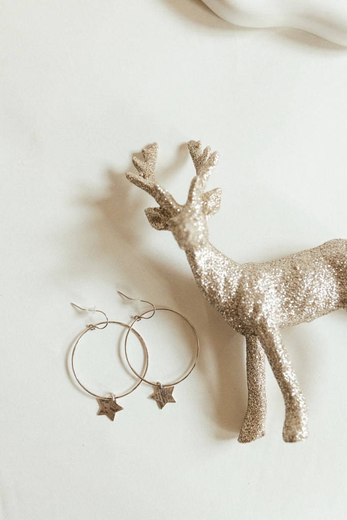Sterling silver star hoops