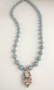 Blue Angelite necklace with spotted agate charm