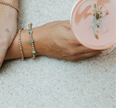 Gold ball + turquoise bracelet