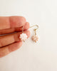 Petite mother of pearl pink flower earrings