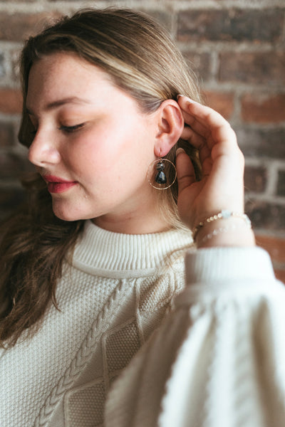 Black Spinel + dendrite opal hoops