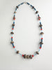 Orange + blue mixed media necklace ( silver )