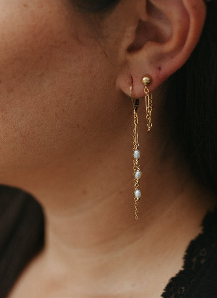 Trio dainty pearl earrings