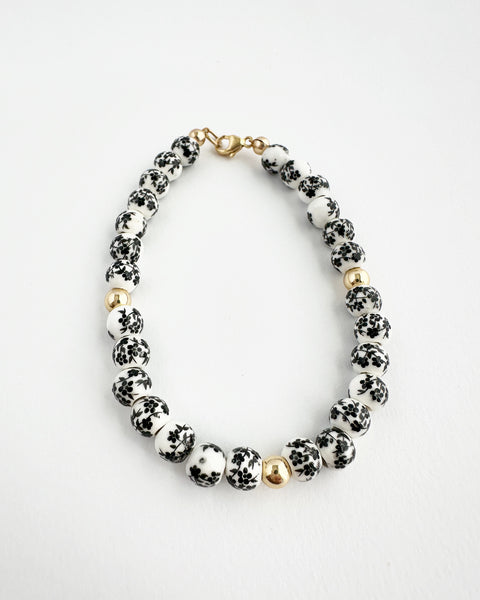 Black Porcelain ornate floral bracelet
