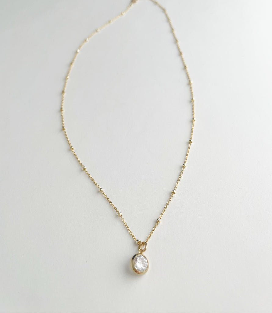 Gold + silver beaded CZ necklace