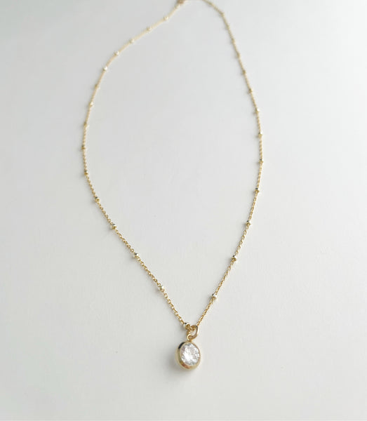 Gold + silver beaded CZ necklace