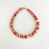 Coral red oyster shell bracelet - 14k gold filled