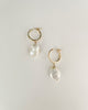 Golden Pearl clasped hoops
