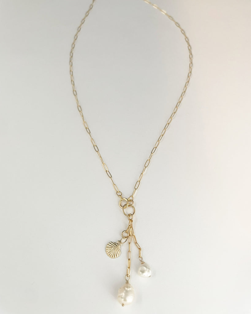 14k gold filled shell charm necklace