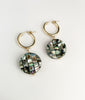 Abalone Black mosaic Pearl 14k gold filled hoops