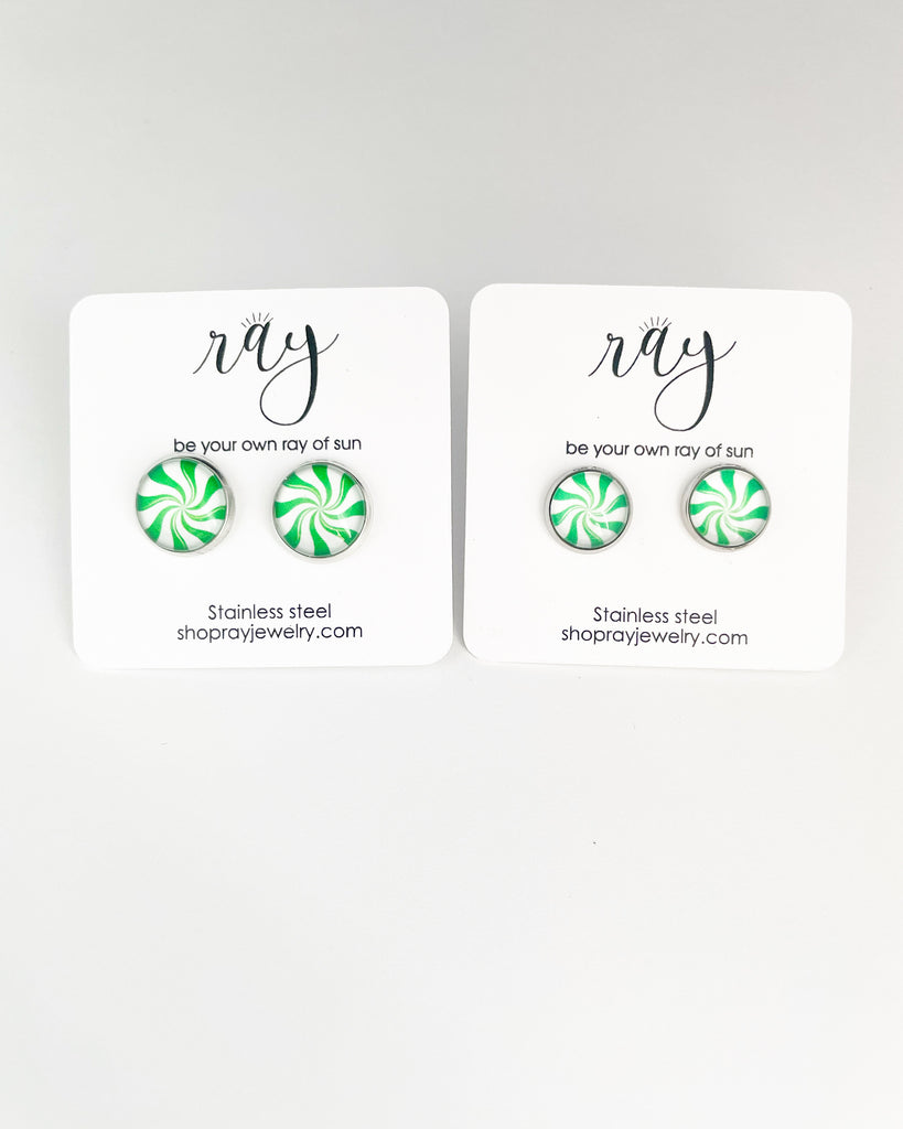 Spearmint holiday studs - 2 sizes available