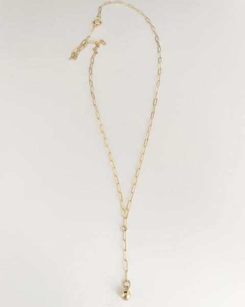 14k gold filled paperclip lariat necklace