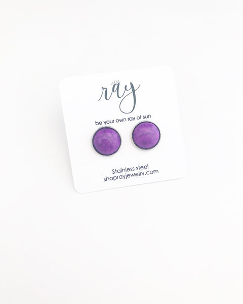 Studs - Purple howlite