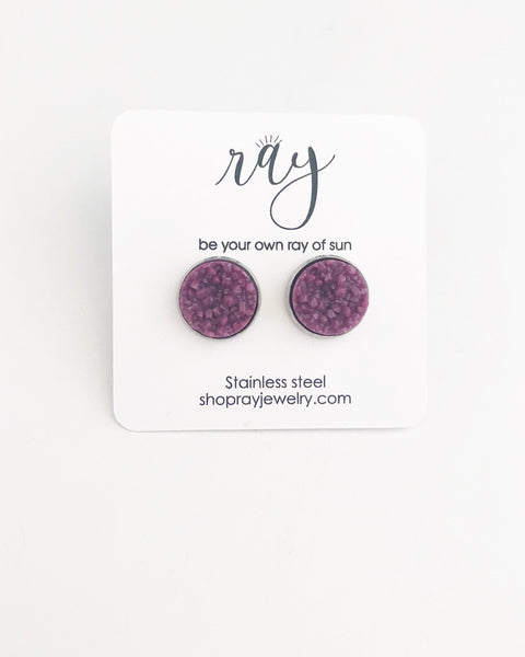 Studs - Eggplant druzy