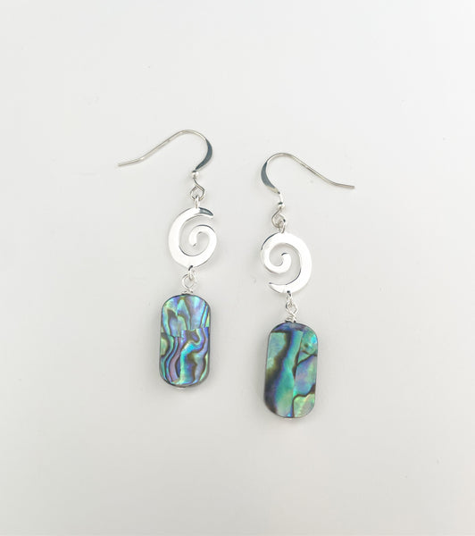 Sterling silver swirl + Abalone Paua Shell earrings