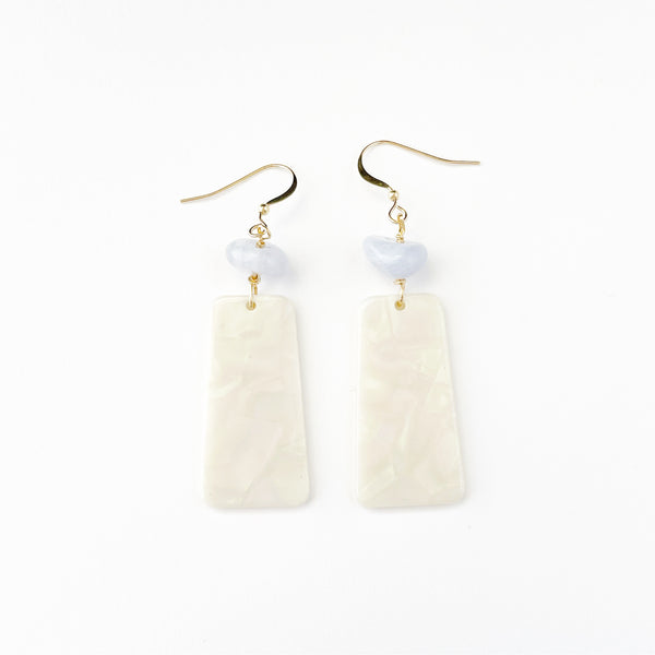Periwinkle agate + opal fleck earrings