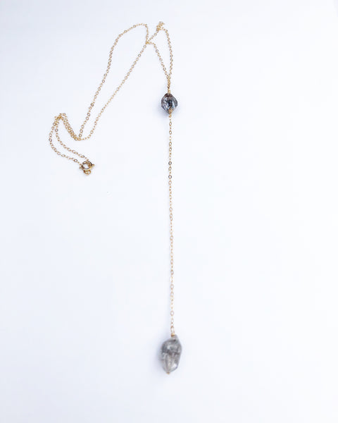 Raw Herkimer Diamond Lariat Necklace