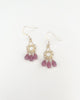 Vintage pink jade filigree earrings