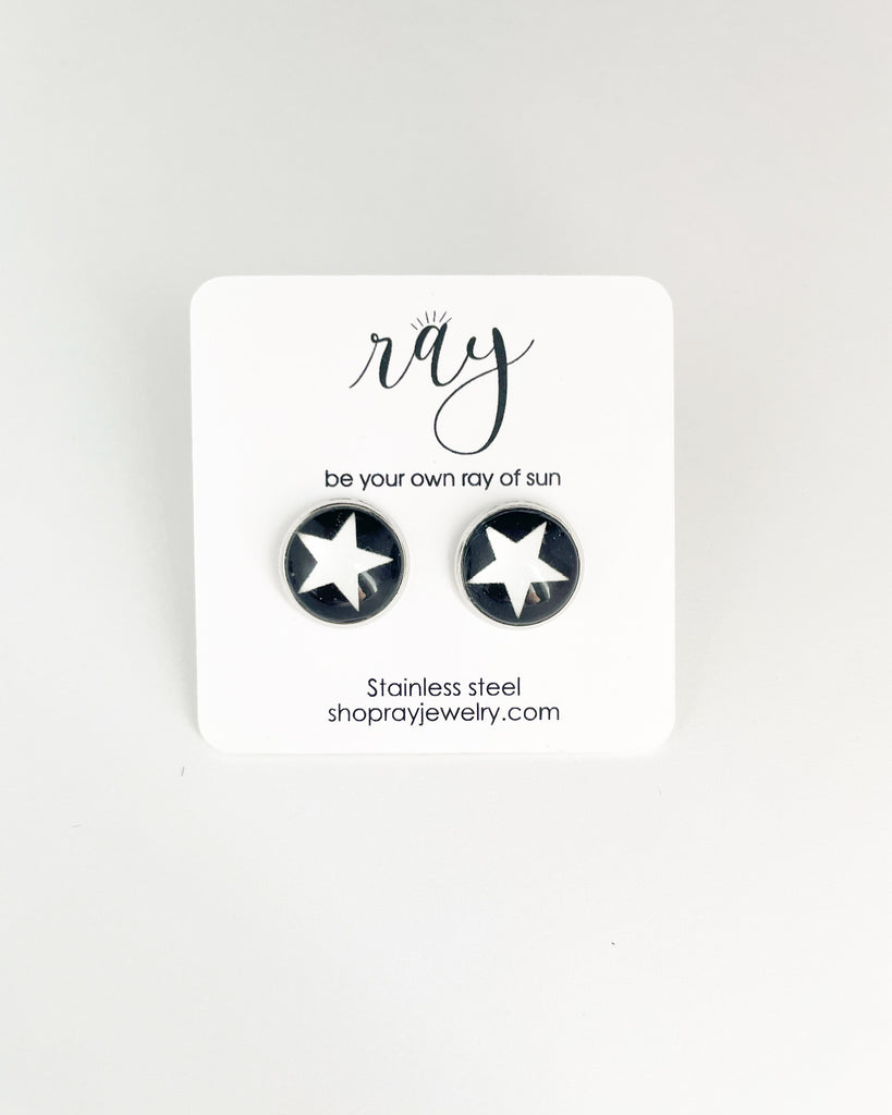 Holiday studs - black and white star - large