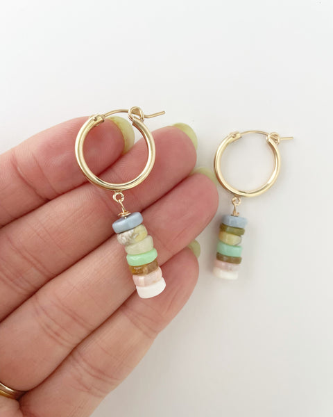 Multicolored Opal hoops