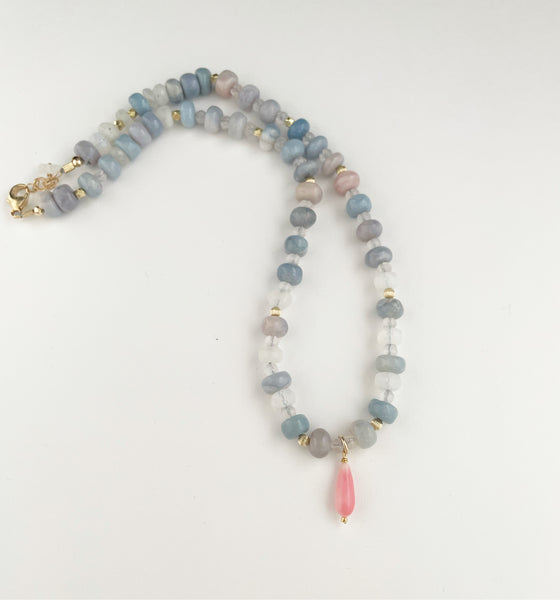 Lavender Opal + coral necklace